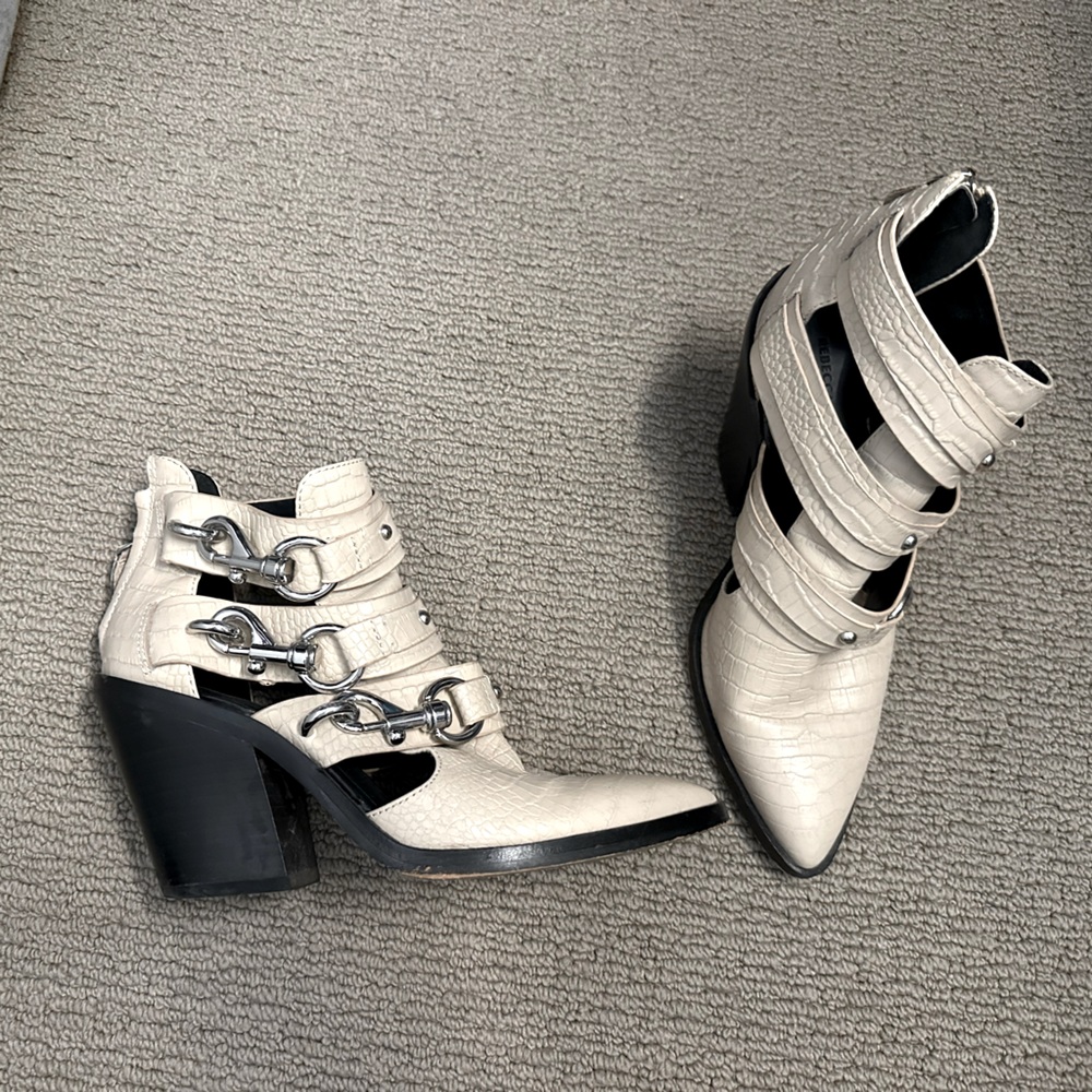 Rebecca Minkoff Leather Cream Alligator Ankle Booties